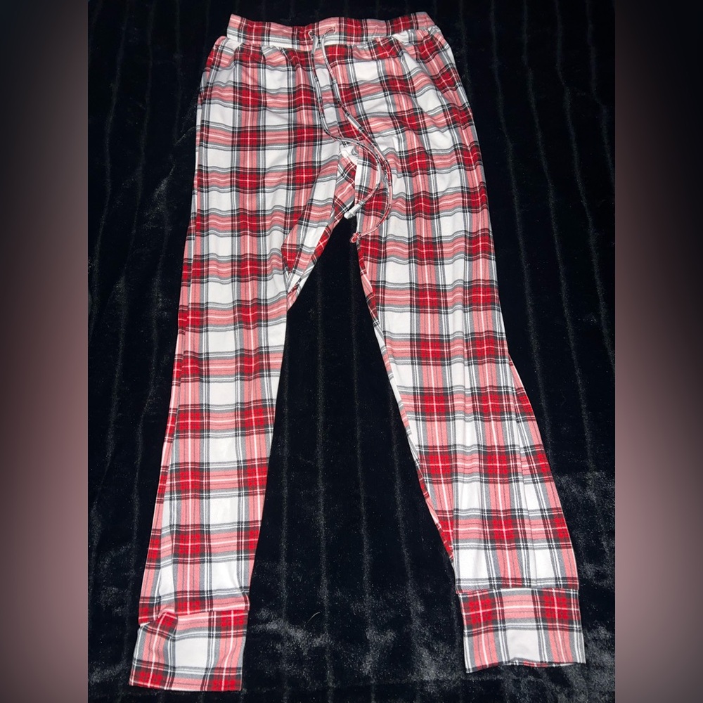 Red and White Plaid Pajama Pants